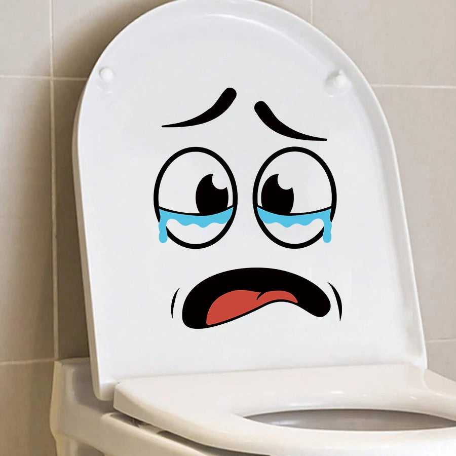 4 Pcs/Set Cartoon Face Bin Stickers Self-Adhesive Home Decor For Trash Can Wall Toilet Decor Refrigerator Fun Themed Decor