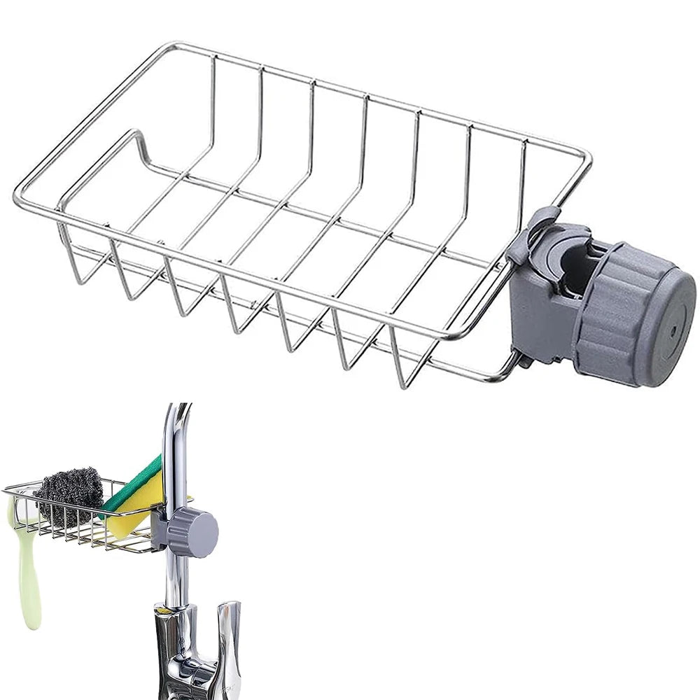 1PC Hanging Faucet Rack Adjustable Height Flexible and Rotatable Kitchen  Sink Drain Holder Suitable for Soap Sponges Brushes
