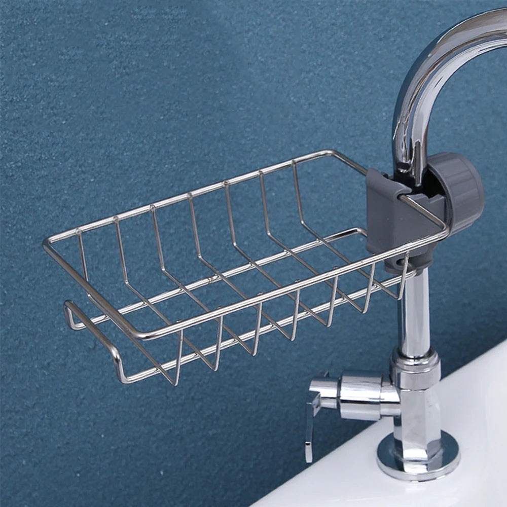 1PC Hanging Faucet Rack Adjustable Height Flexible and Rotatable Kitchen  Sink Drain Holder Suitable for Soap Sponges Brushes